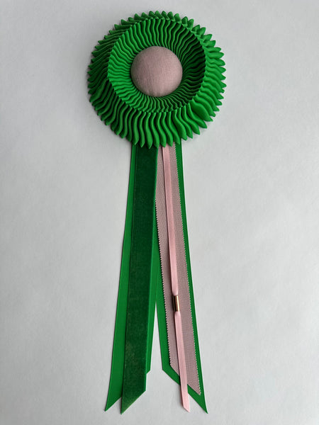 Small Emerald Green and Pale Pink Rosette