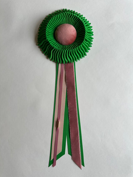 Small Emerald Green and Pink Rosette